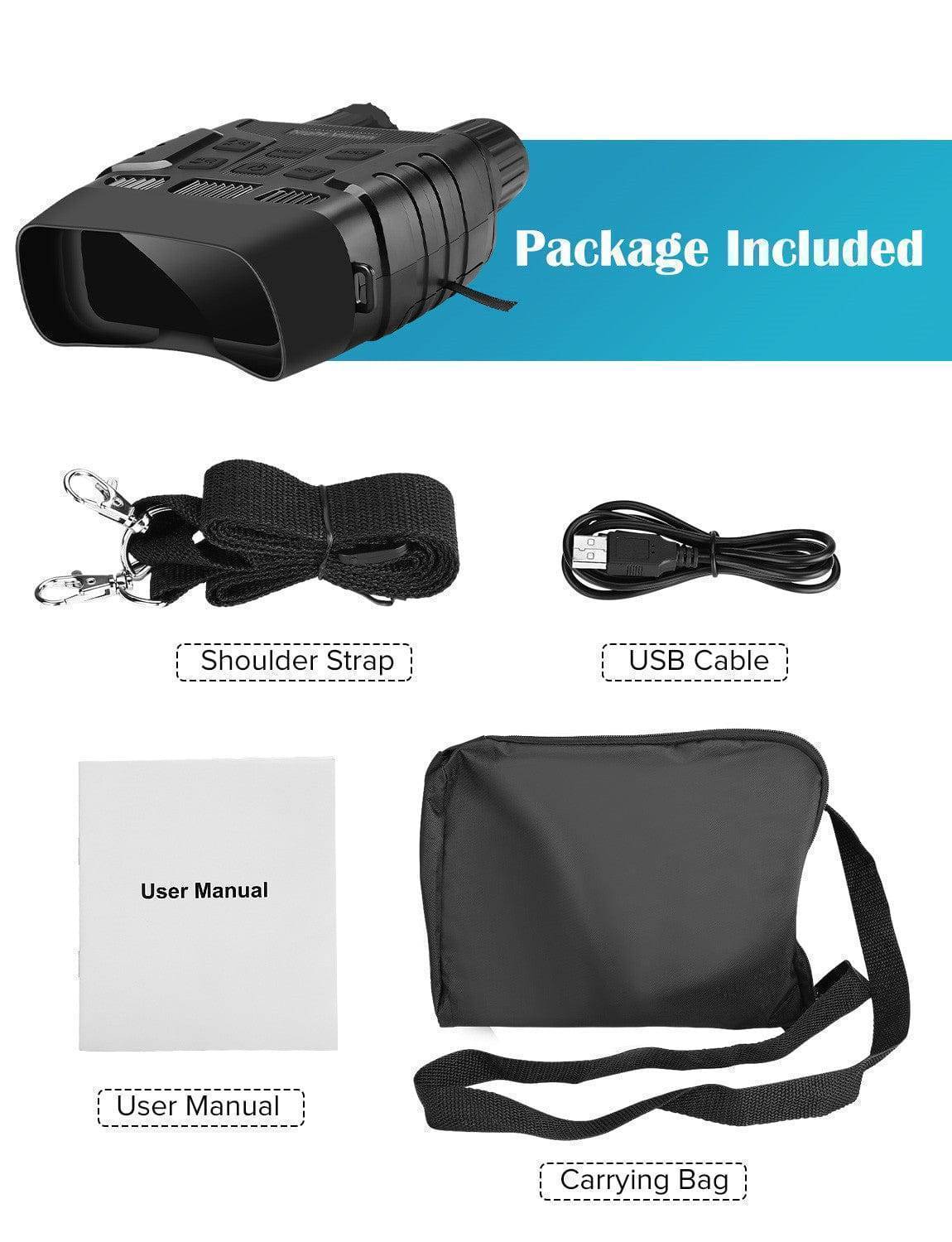 Binoculars for Night Vision with 300M Range and Recording Feature