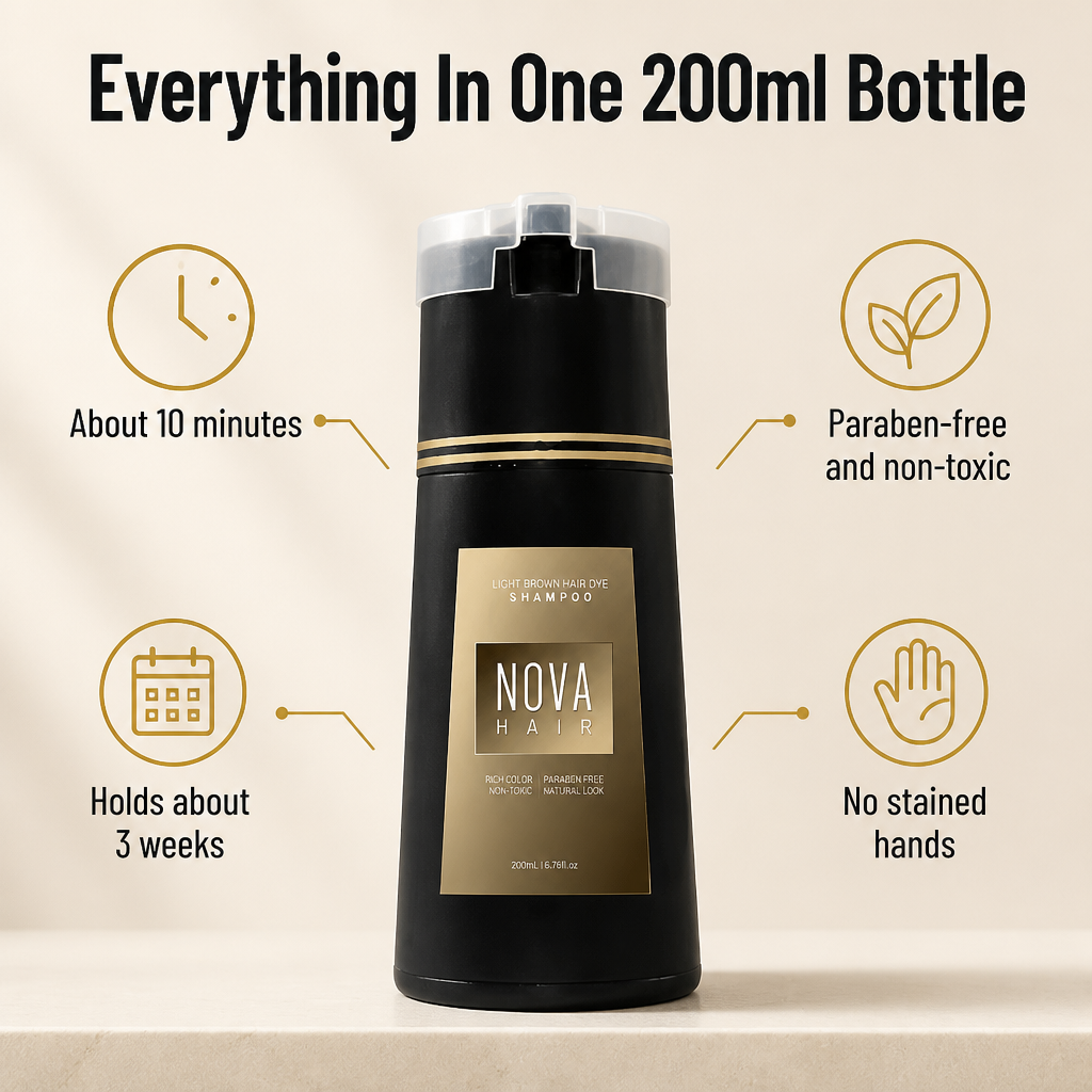 NovaHair™ — Cover Every Gray In One 10-Minute Shower, No Box Dye