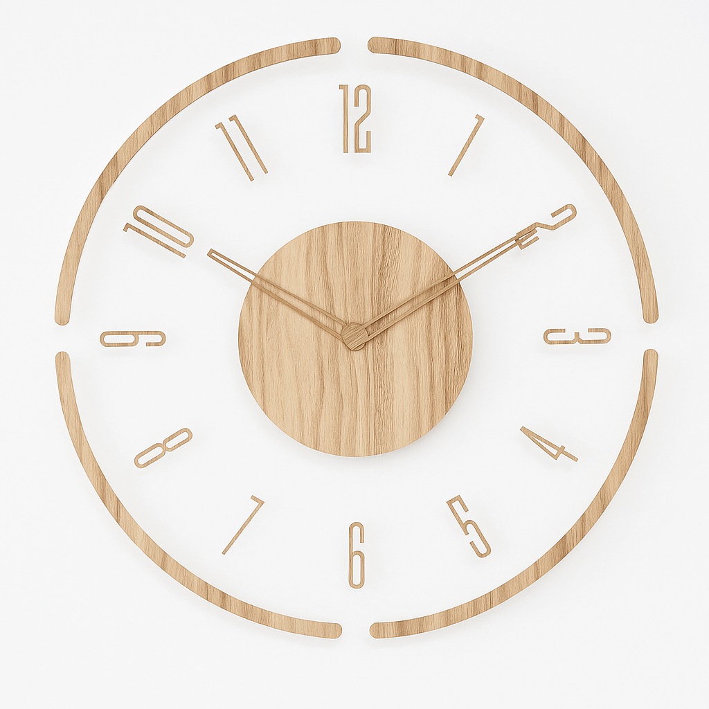 Natural Wood Nordic Wall Clock – Silent Design