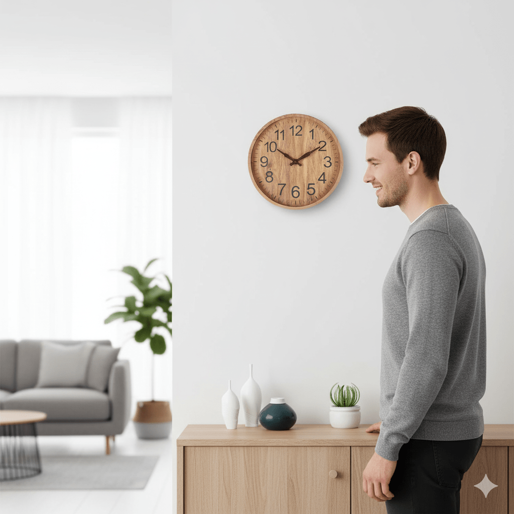 Natural Charm Wooden Wall Clock - Silent Design