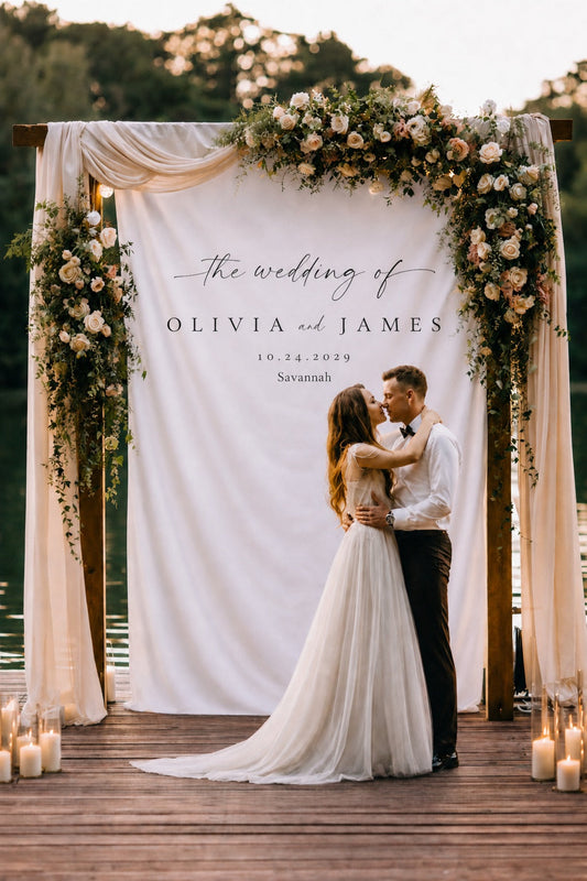 Personalized Wedding Welcome Backdrop/ Couple names, Wedding date, and location.