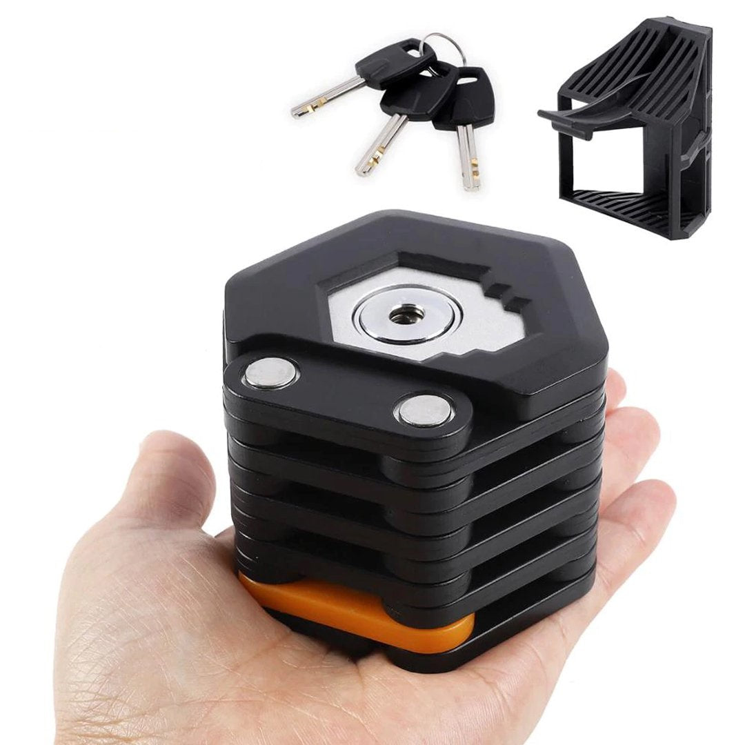Compact Foldable Bicycle Lock – Lightweight, High-Security Alloy with Keys and Holder