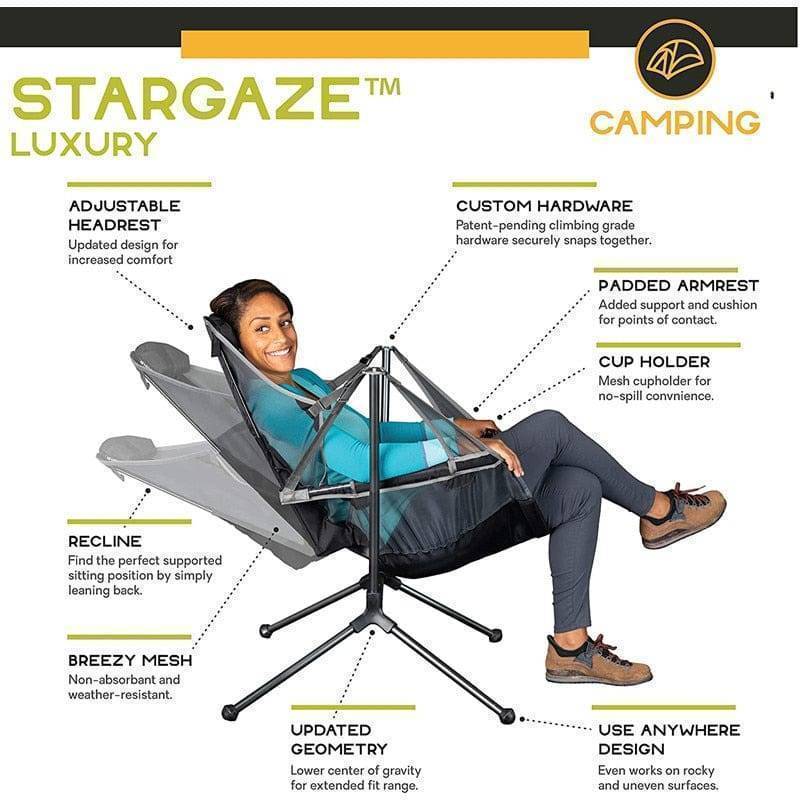 Folding Rocking Chair for Camping and Fishing - Portable with Pillow
