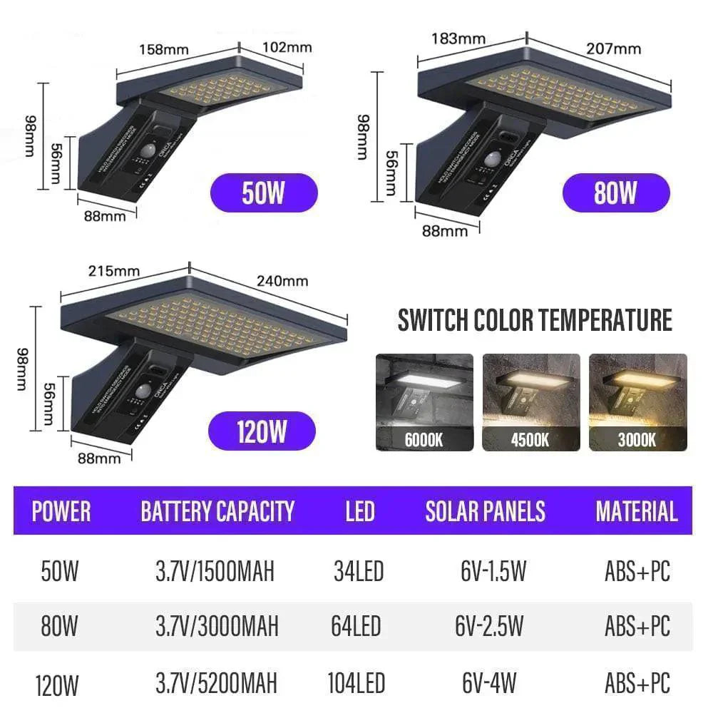LED Street Lamp with Solar Power, Waterproof IP65 for Outdoor Use