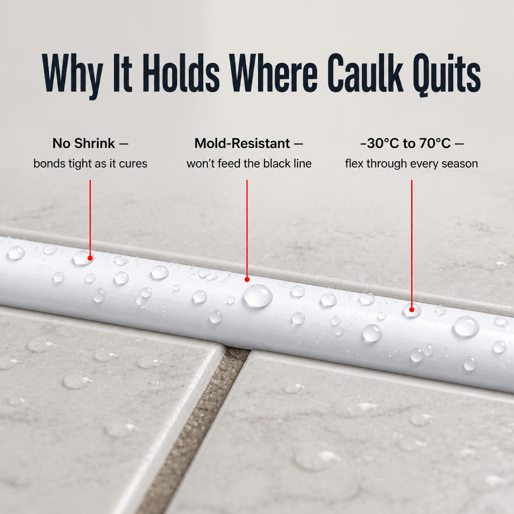 HydroSealPro™ — Seal Cracks, Block Mold, and Make Tired Caulk Look New