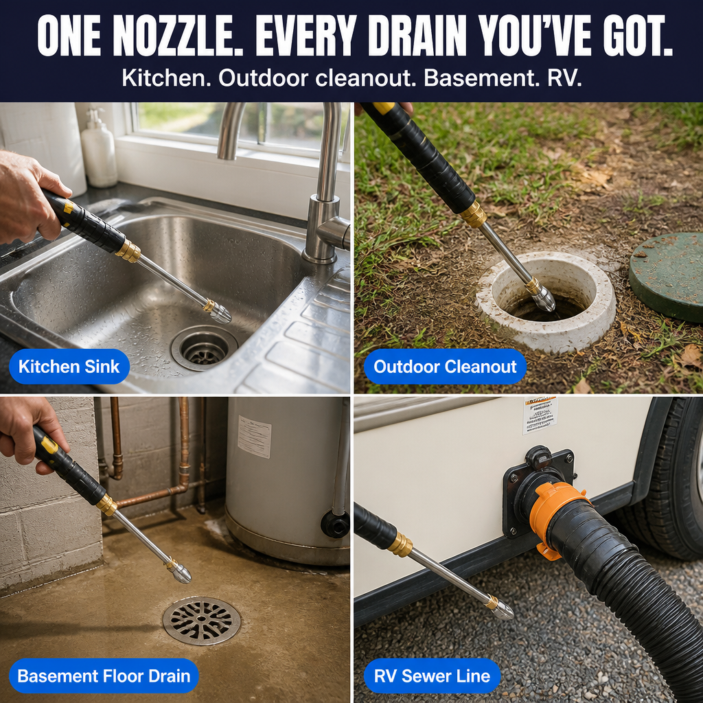 ConnectPro™ — Clear Stubborn Drain Clogs in Minutes With Your Pressure Washer