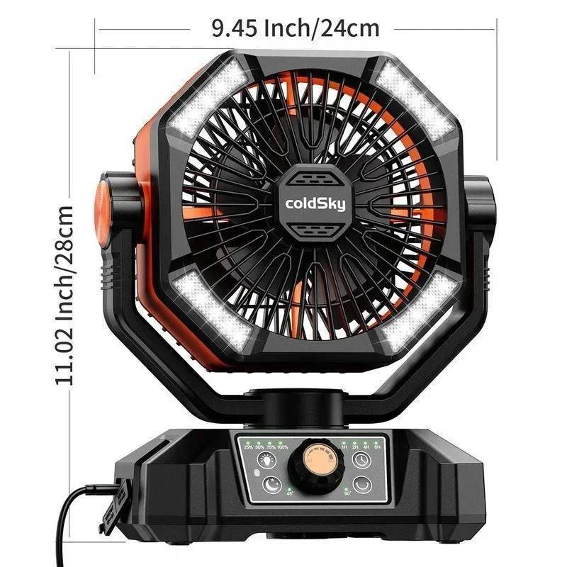 Camping Fan with 20000mAh Battery and Integrated LED Light