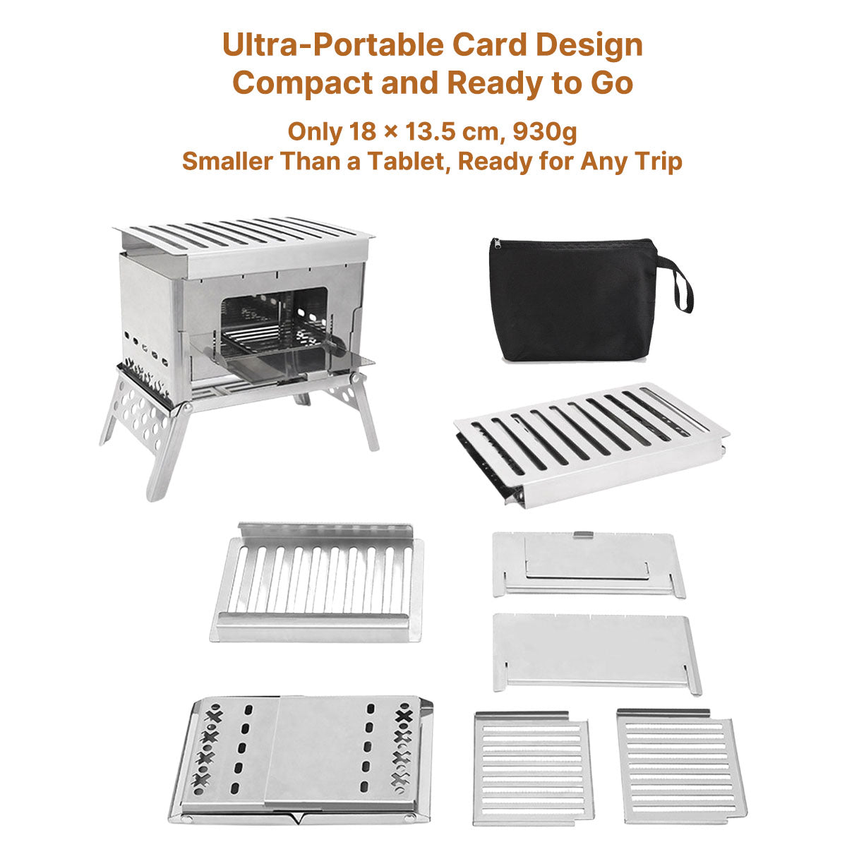 Lightweight Outdoor Grill - Portable Wood Stove for Camping