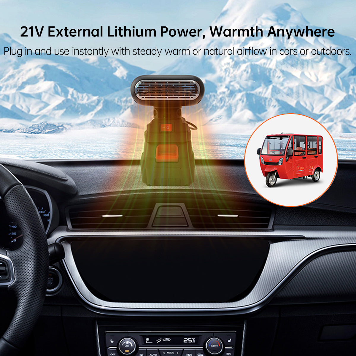 Instant Heating Portable Car Heater - Quick Defrost in 3 Seconds