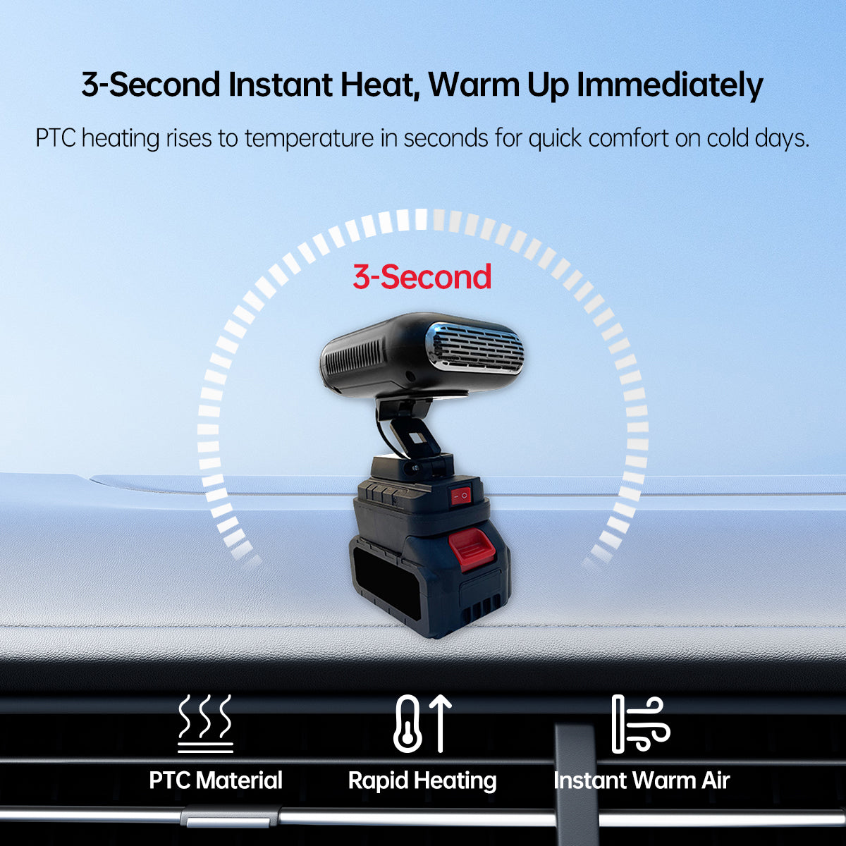 Instant Heating Portable Car Heater - Quick Defrost in 3 Seconds