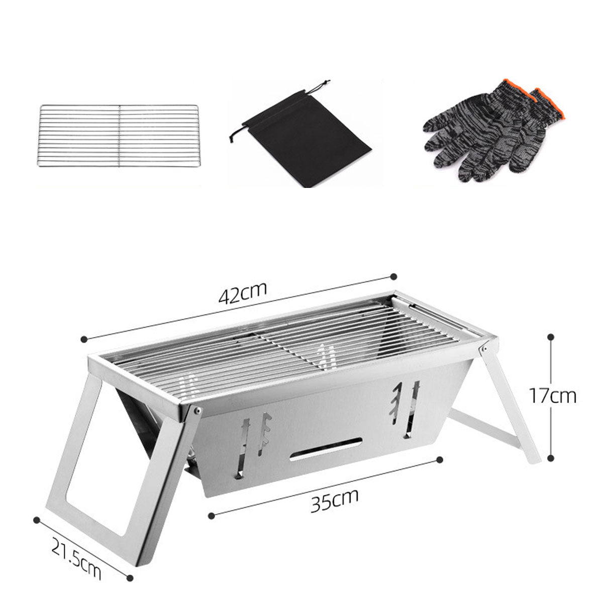 Foldable Portable BBQ Grill with Charcoal - Slim Design for Outdoor Use