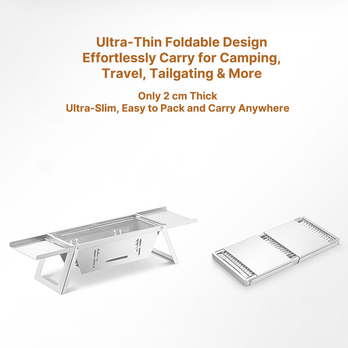 Foldable Portable BBQ Grill with Charcoal - Slim Design for Outdoor Use