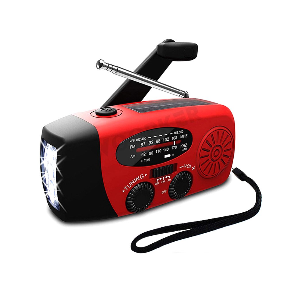 Emergency Solar-Powered Hand Crank Radio with NOAA Weather Alerts