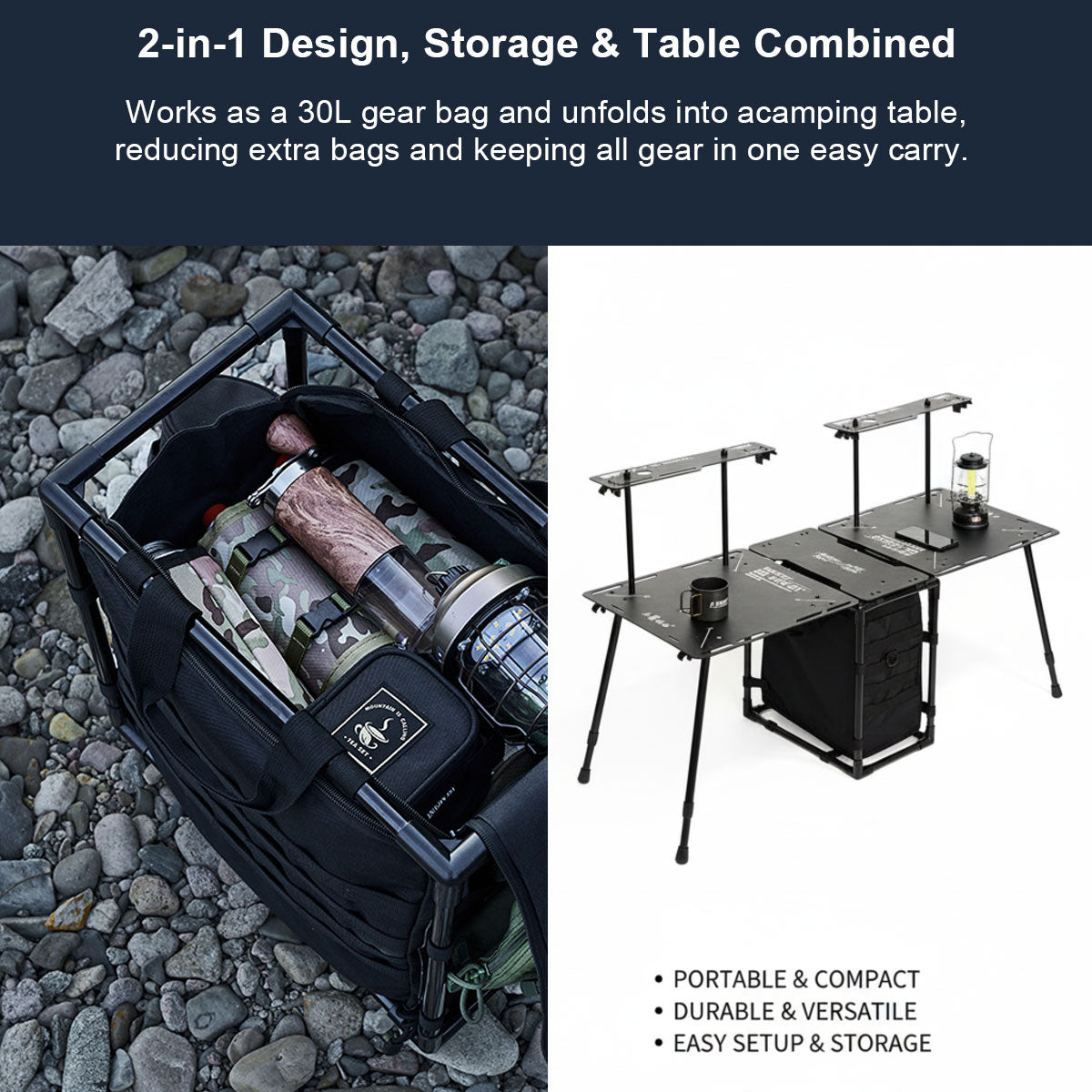 Folding Camping Table with 30L Carry Bag - Portable Outdoor Use