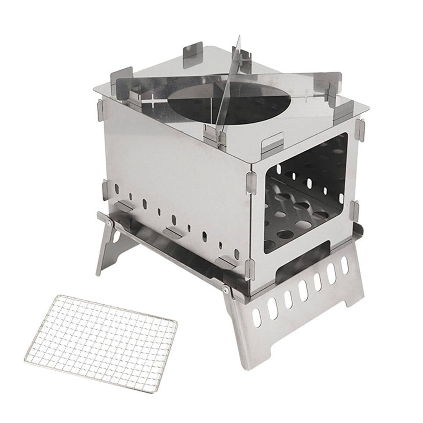 Compact Outdoor Barbecue Grill and Firewood Cooker
