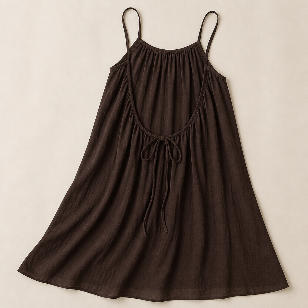 LunaVibe™ – Flowy Open-Back Cami Sundress with Adjustable Tie