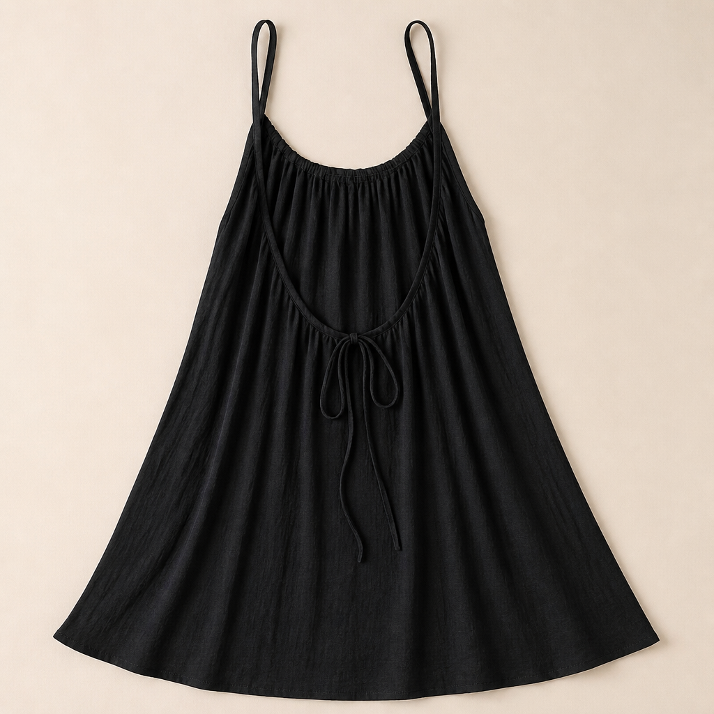 LunaVibe™ – Flowy Open-Back Cami Sundress with Adjustable Tie