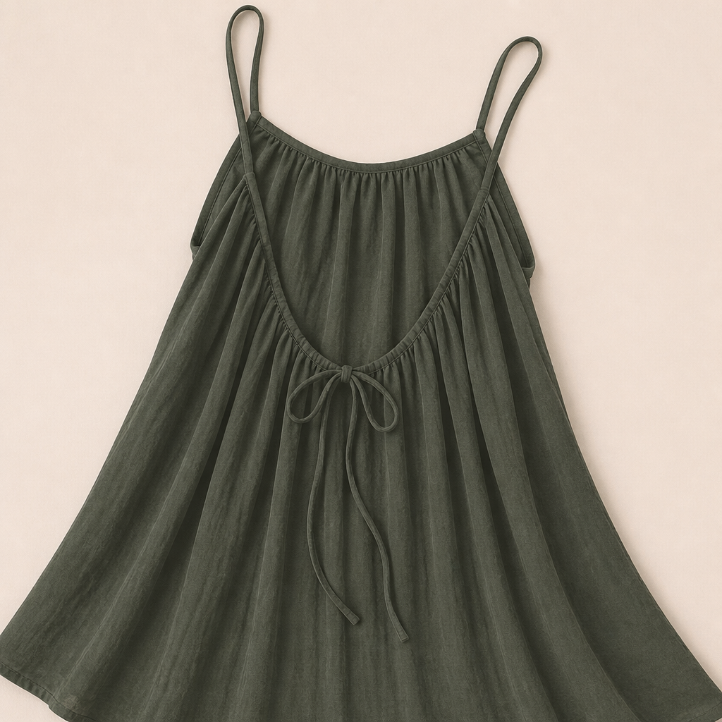LunaVibe™ – Flowy Open-Back Cami Sundress with Adjustable Tie
