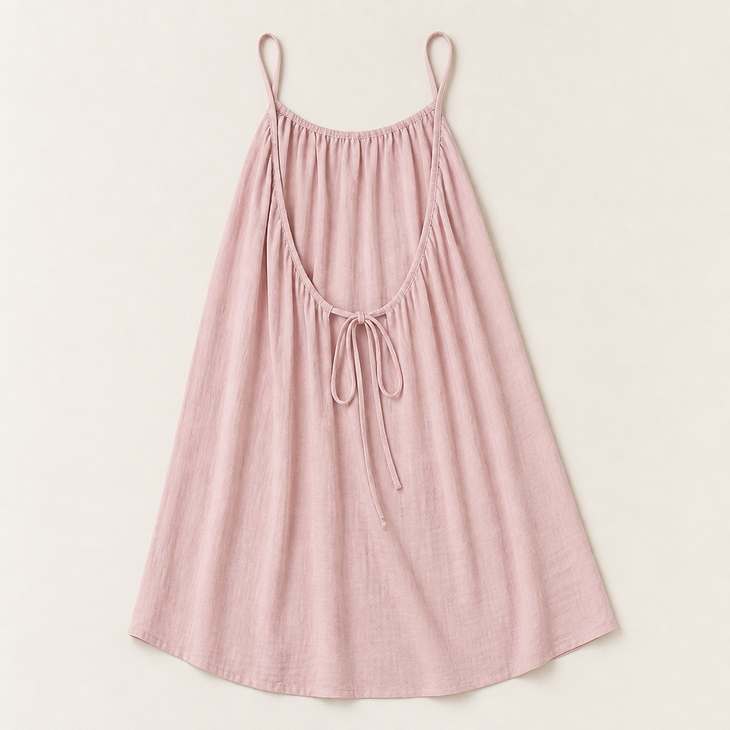 LunaVibe™ – Flowy Open-Back Cami Sundress with Adjustable Tie