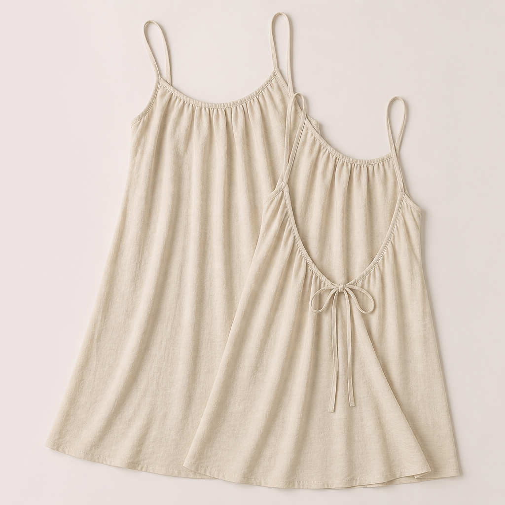 LunaVibe™ – Flowy Open-Back Cami Sundress with Adjustable Tie