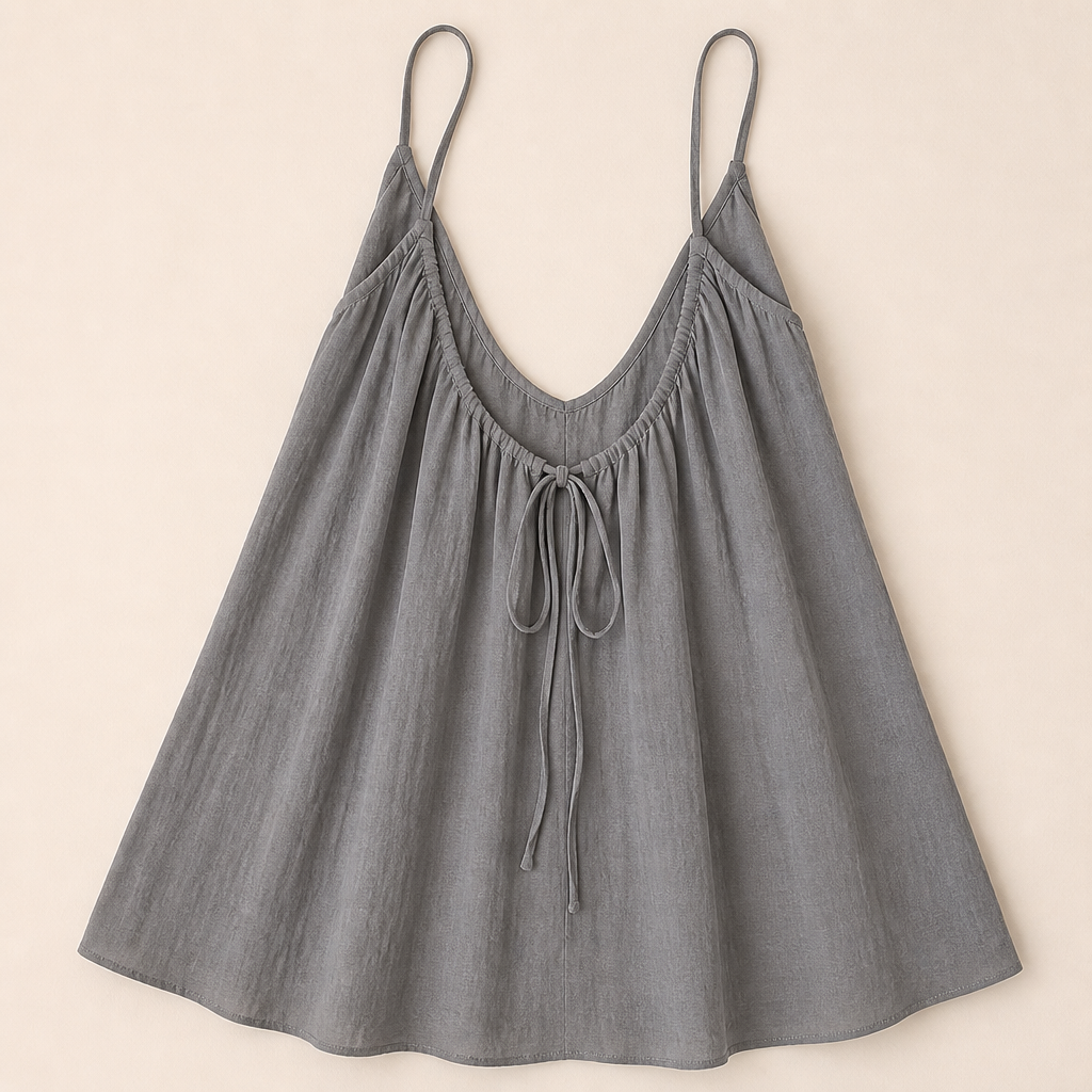 LunaVibe™ – Flowy Open-Back Cami Sundress with Adjustable Tie