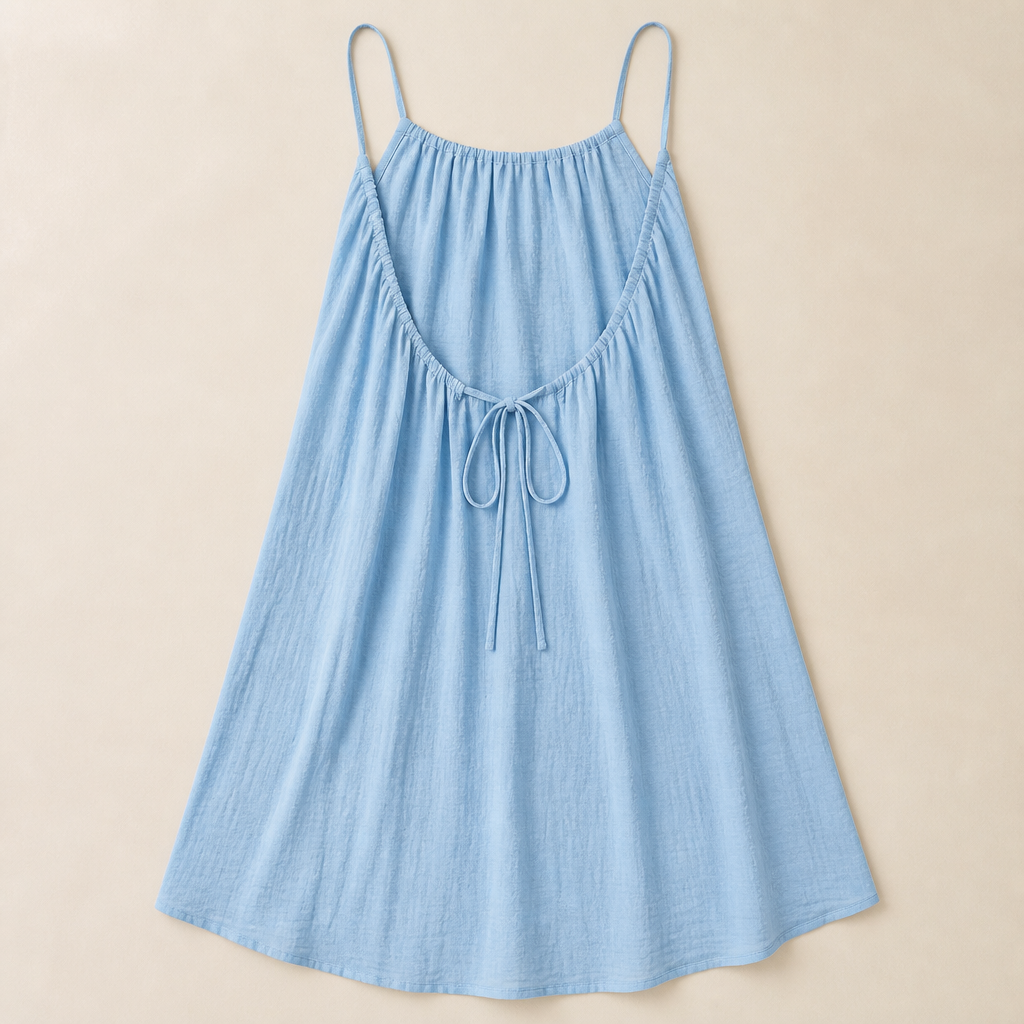 LunaVibe™ – Flowy Open-Back Cami Sundress with Adjustable Tie