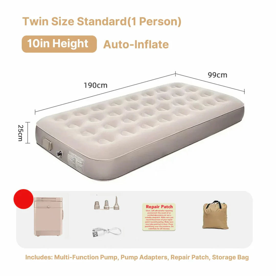 Inflatable Air Mattress with Built-in Pump – Soft Plush Design
