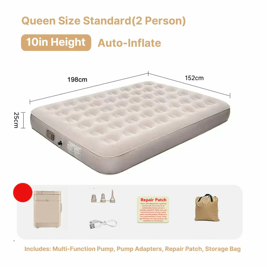 Inflatable Air Mattress with Built-in Pump – Soft Plush Design