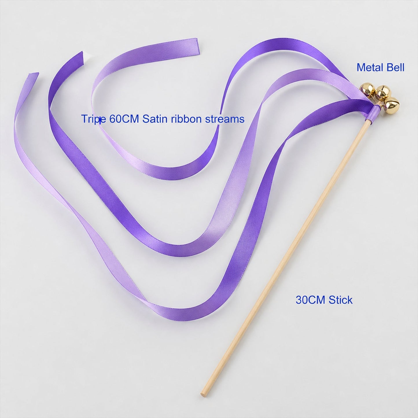 Handmade Purple & Lavender Satin Ribbon Wedding Wands with Bell