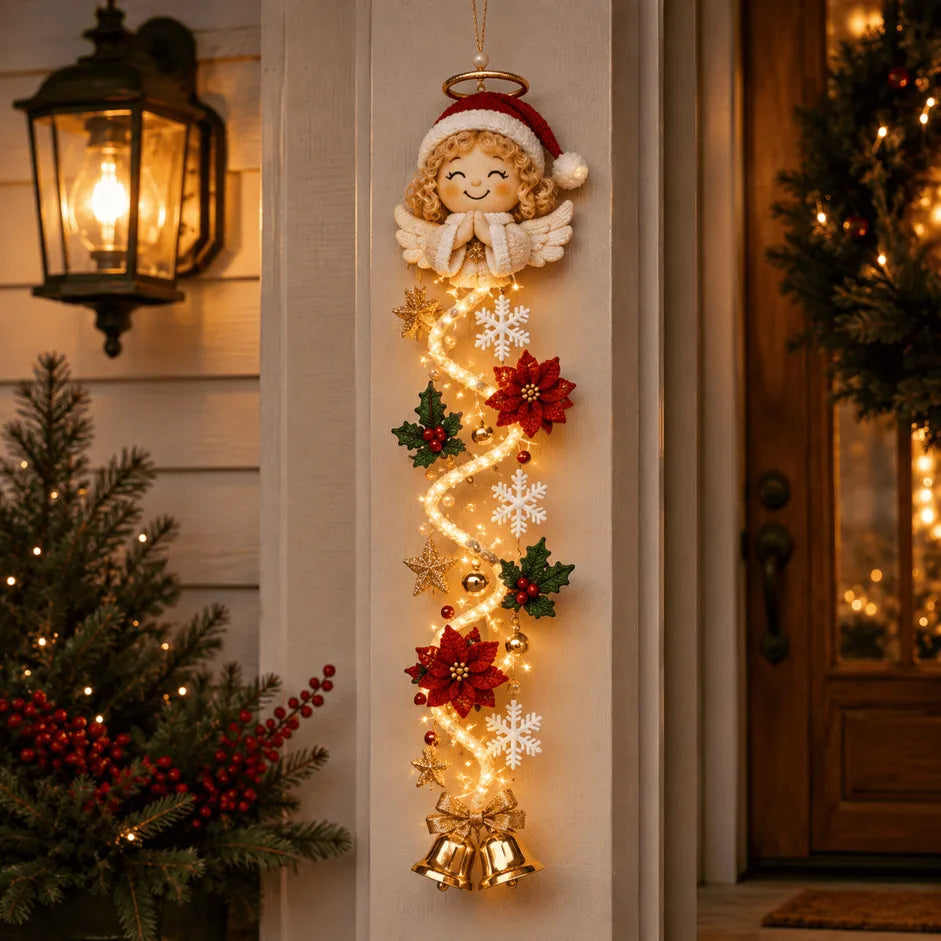 Last Day 49% OFF – MerryCascade Glowing Christmas Door Hanger | 6 Festive Light Designs