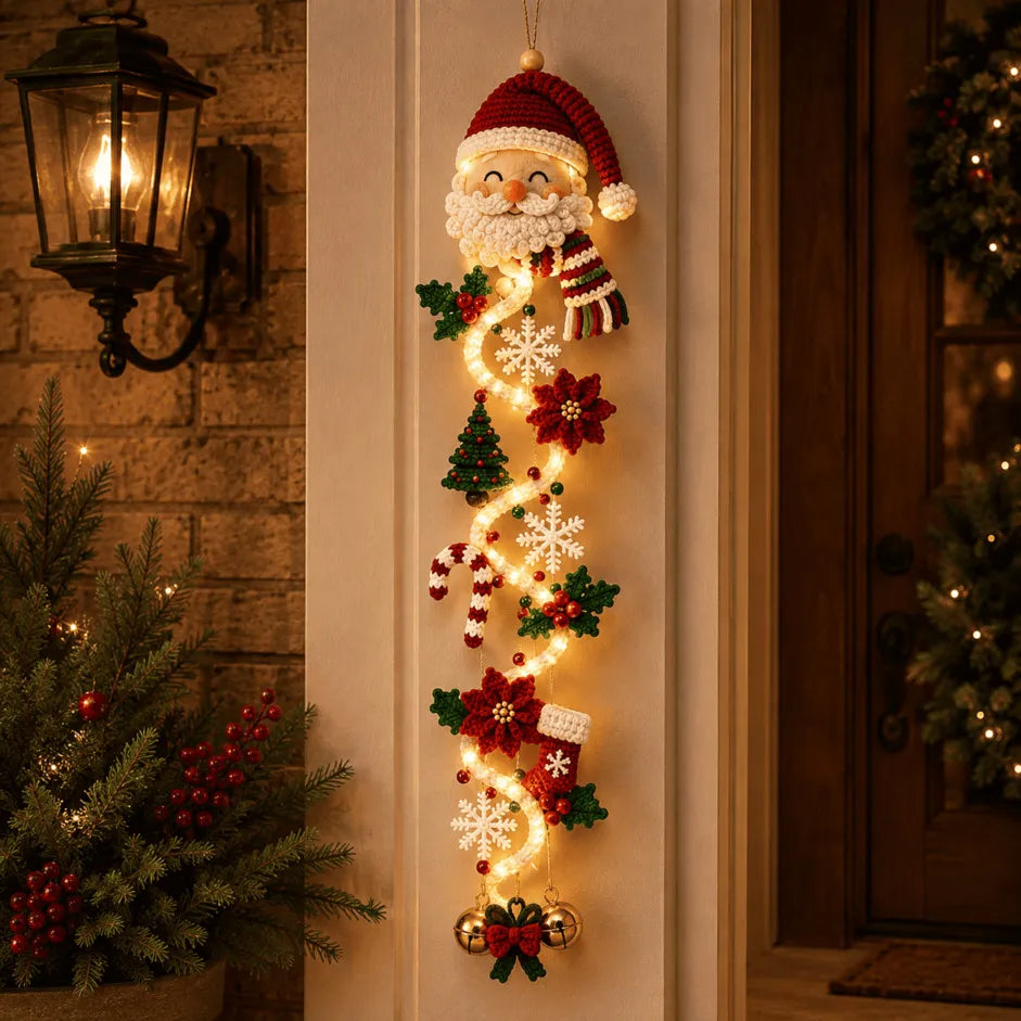 Last Day 49% OFF – MerryCascade Glowing Christmas Door Hanger | 6 Festive Light Designs