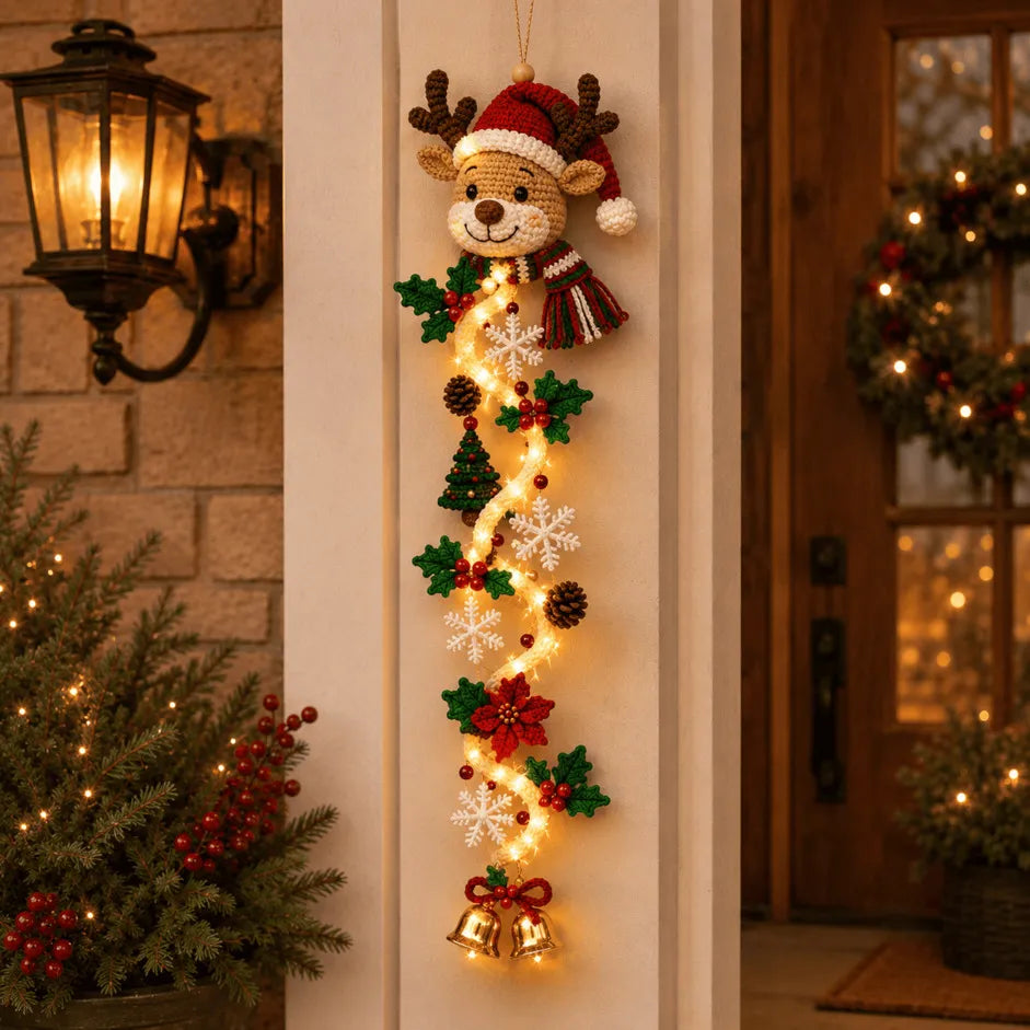 Last Day 49% OFF – MerryCascade Glowing Christmas Door Hanger | 6 Festive Light Designs