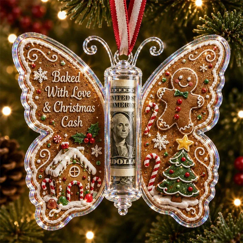 3D Embossed Butterfly Christmas Cash Gift Ornament – Holiday Money Holder Keepsake