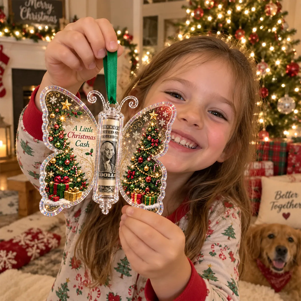 3D Embossed Butterfly Christmas Cash Gift Ornament – Holiday Money Holder Keepsake