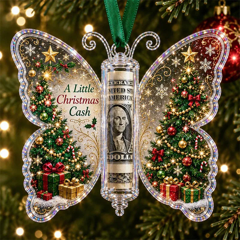 3D Embossed Butterfly Christmas Cash Gift Ornament – Holiday Money Holder Keepsake