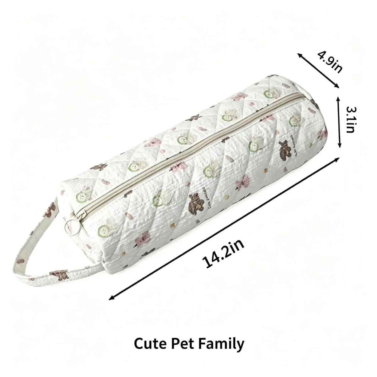 Quilted Multi‐Purpose Storage Bag, Portable Zipper Cosmetic Makeup Pouch with Handle
