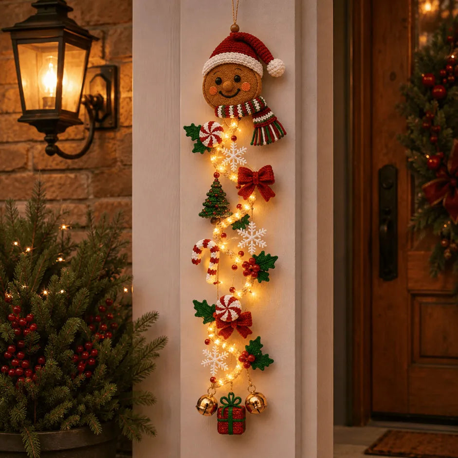 Last Day 49% OFF – MerryCascade Glowing Christmas Door Hanger | 6 Festive Light Designs