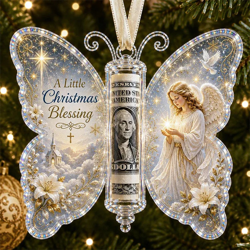 3D Embossed Butterfly Christmas Cash Gift Ornament – Holiday Money Holder Keepsake