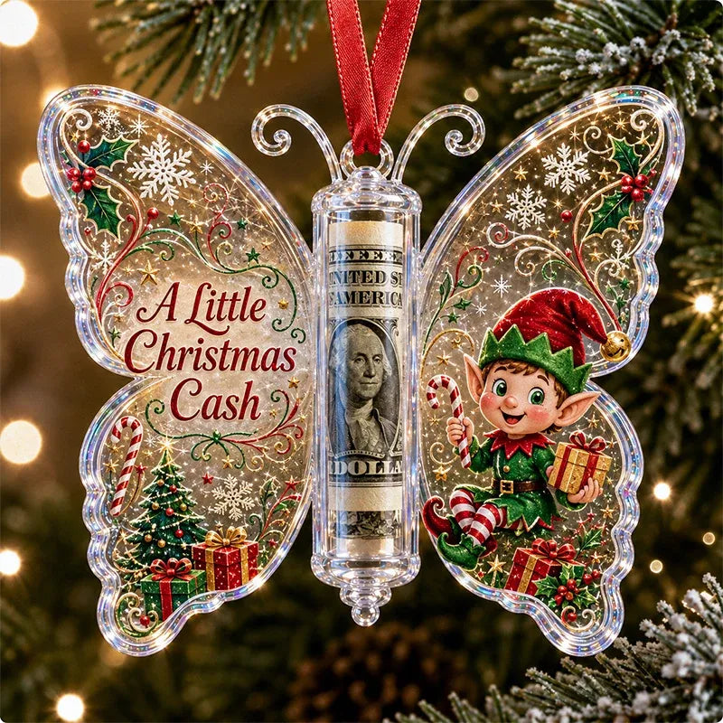 3D Embossed Butterfly Christmas Cash Gift Ornament – Holiday Money Holder Keepsake