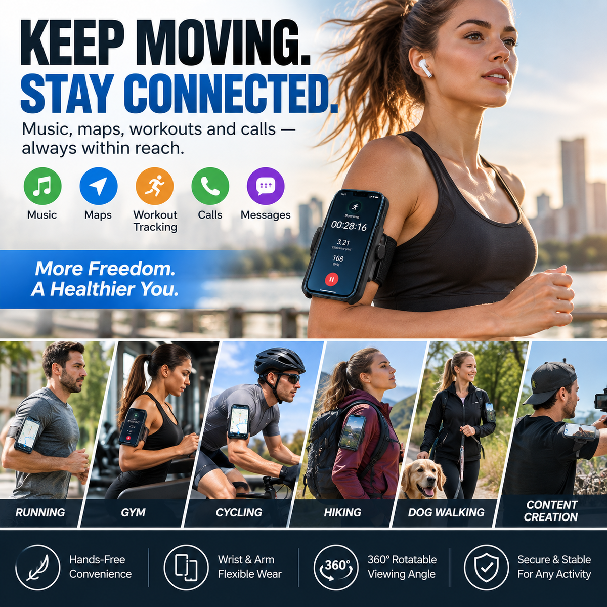 360° Rotating Wrist & Arm Phone Holder – Hands-Free Sports Mount