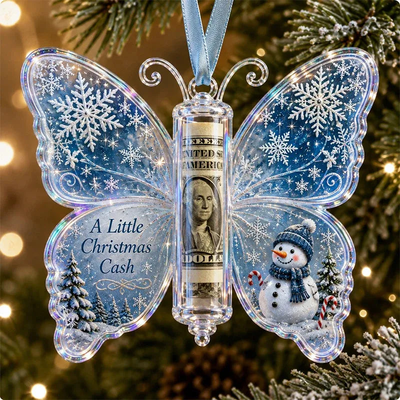 3D Embossed Butterfly Christmas Cash Gift Ornament – Holiday Money Holder Keepsake