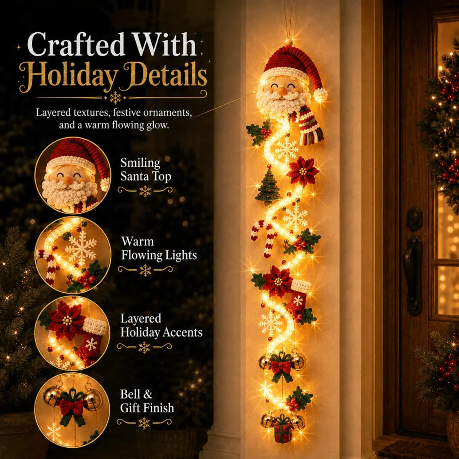 Last Day 49% OFF – MerryCascade Glowing Christmas Door Hanger | 6 Festive Light Designs