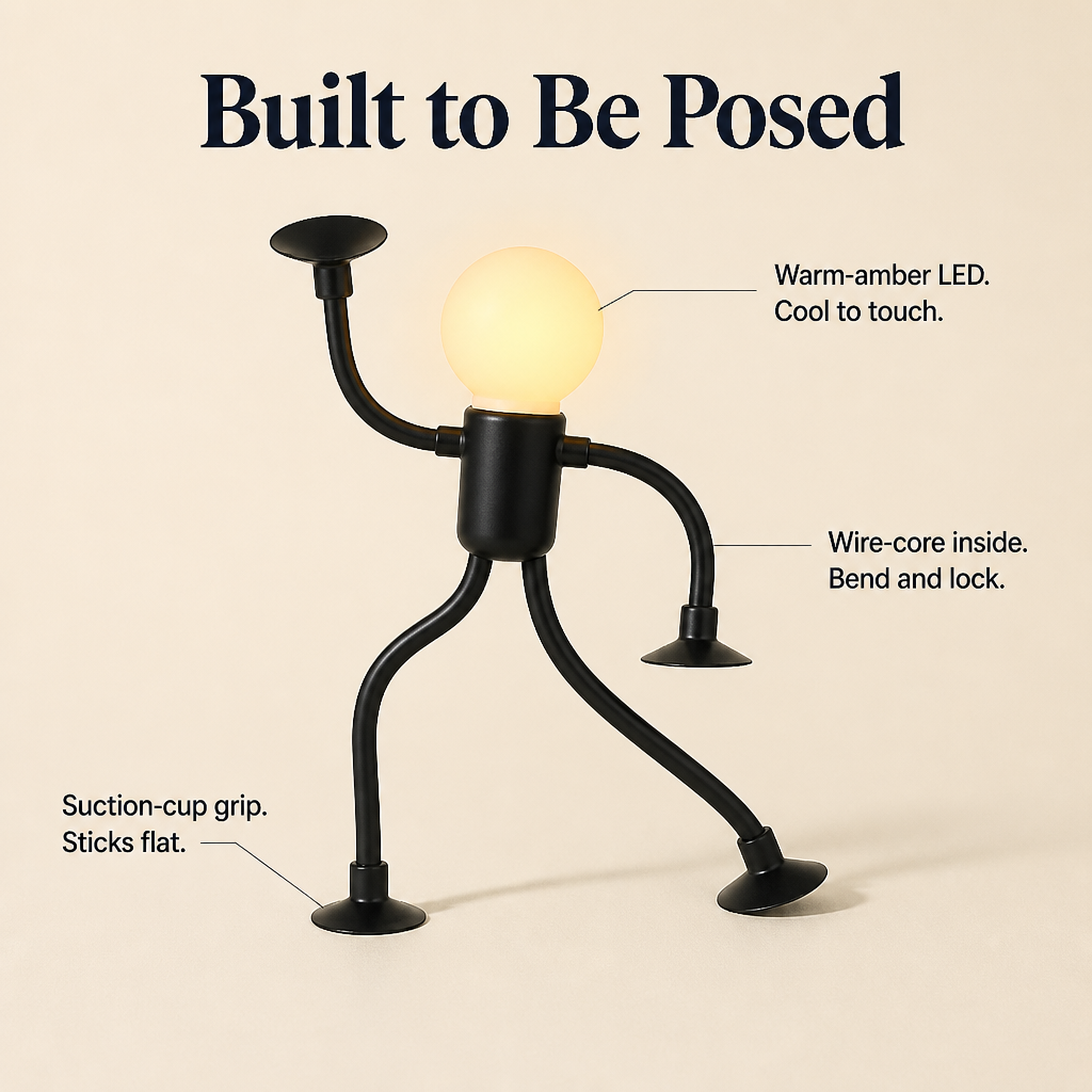 LumaEase™ — Pose a Warm-Glow Lamp Buddy Onto Any Shelf, Desk or Bedside