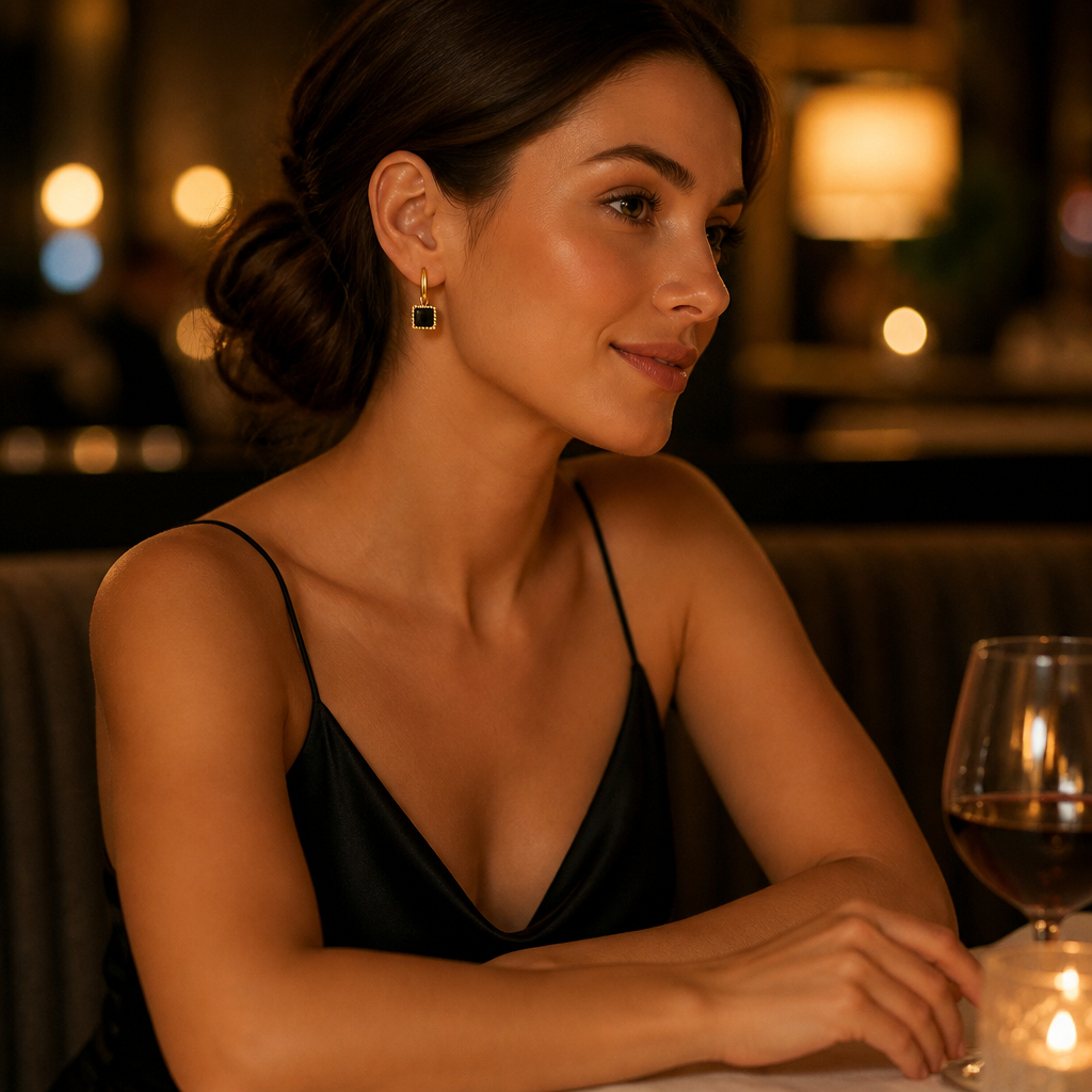 LumoLuxe™ – Vintage Square-Cut Black Crystal Drop Earrings