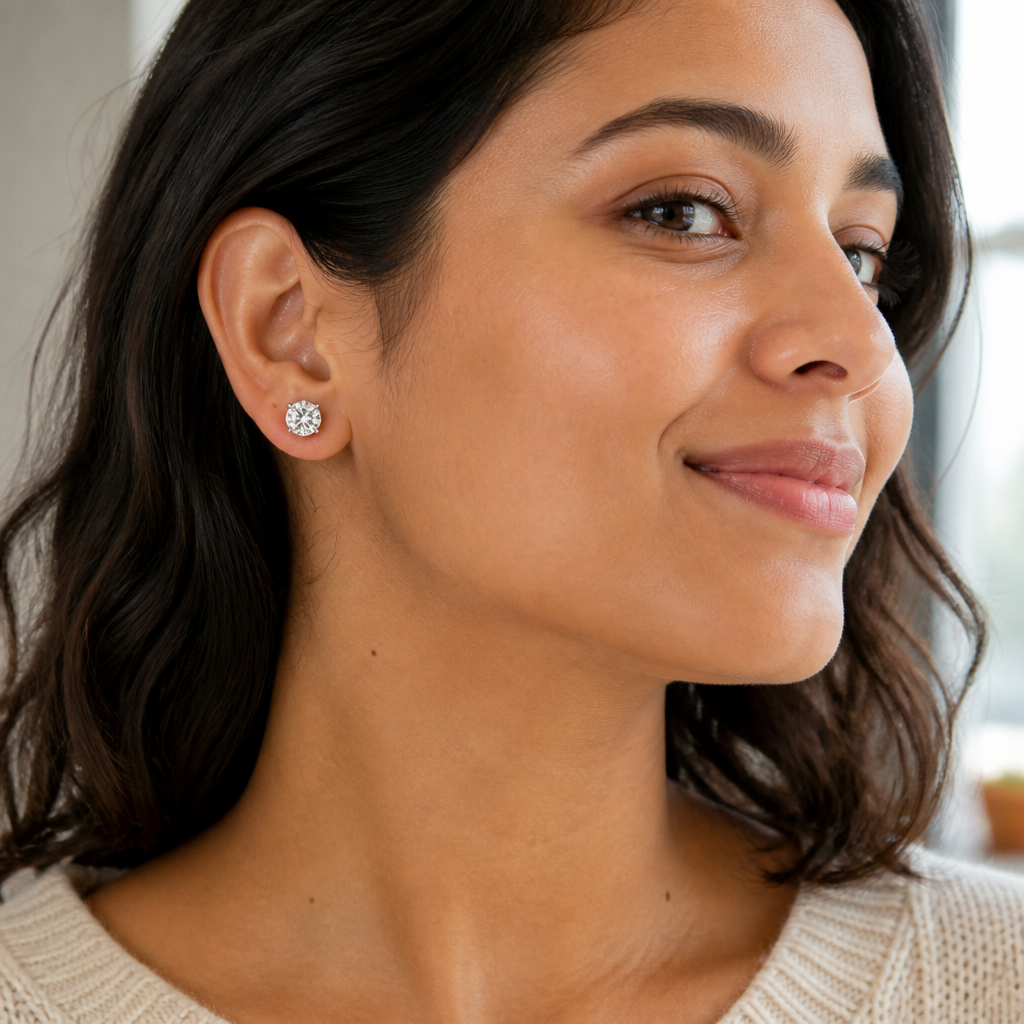 SerenPulse – Round-Cut Magnetic Clip-On Stud Earrings, No Piercing Needed