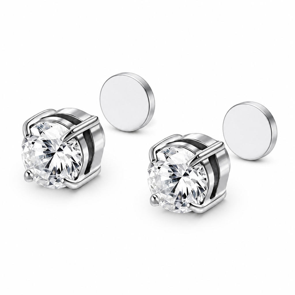 SerenPulse – Round-Cut Magnetic Clip-On Stud Earrings, No Piercing Needed