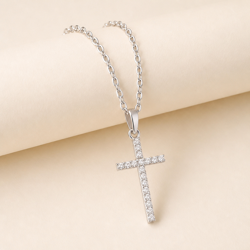 LumaGrace™ – Delicate Cubic Zirconia Cross Pendant Necklace