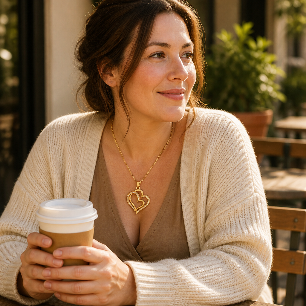 LumaCherish™ – Delicate Double-Heart Pendant Necklace with Pavé Crystals