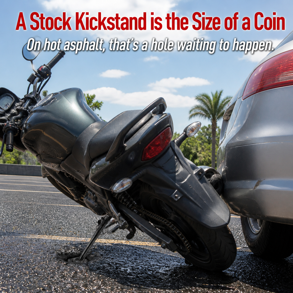 GripHold™ — Stop Your Kickstand From Sinking on Hot Asphalt and Soft Ground