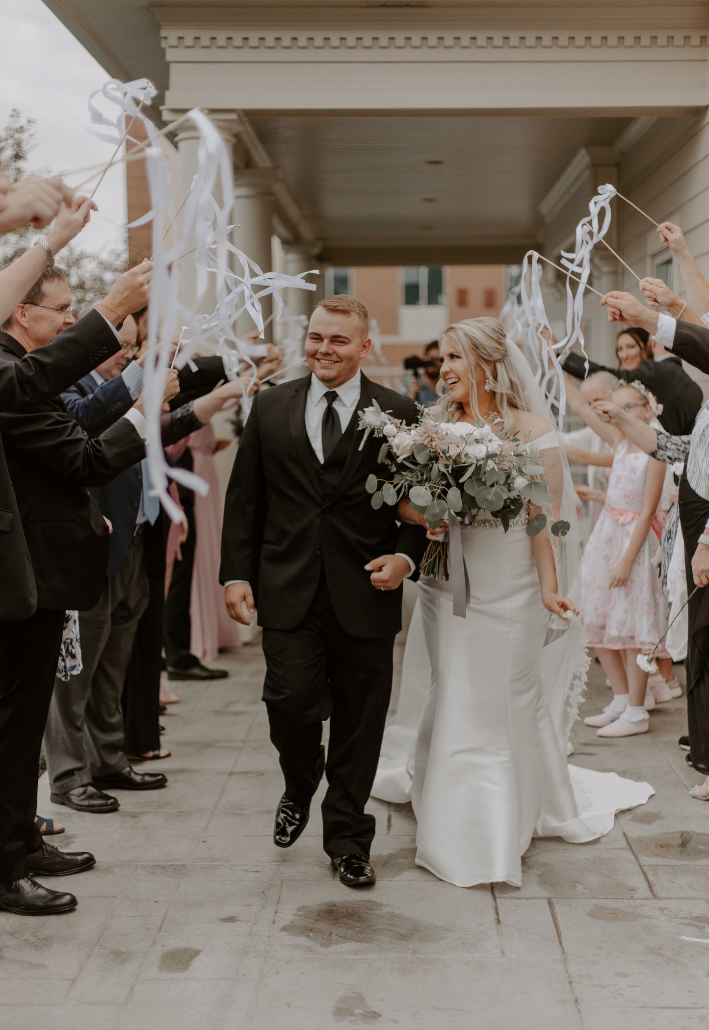 Coastal Wedding Ribbon Wands - White, Ocean Blue and Baby Maize with Bell